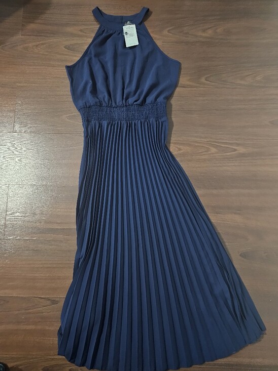 PrettyGarden Dresses & Skirts - Prettygarden Sleeveless Navy Pleated Maxi Dress - Classic Halter Style